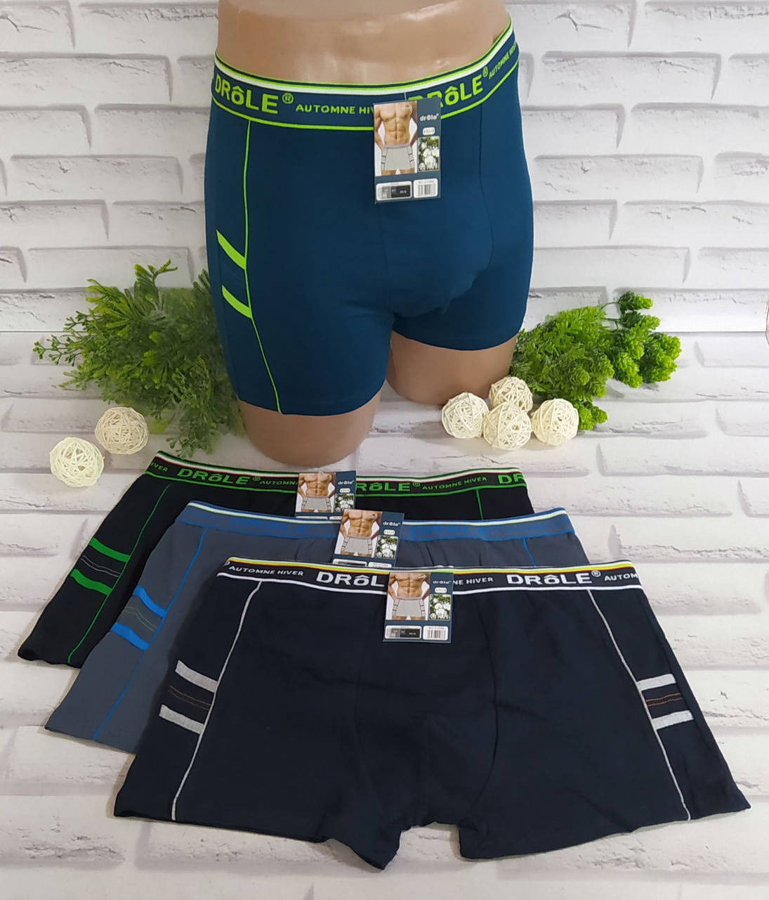 

Трусы мужские 2XL 54-56 раз. Хлопок боксеры Drole С 1080-56, Разные цвета