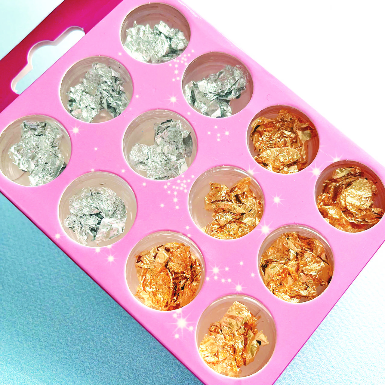 

Поталь, набор для дизайна ногтей 12шт, Серебристый