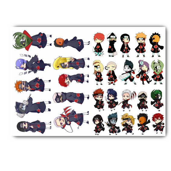 

Стикеры аниме Наруто Акацуки А4 лист (stik_013)