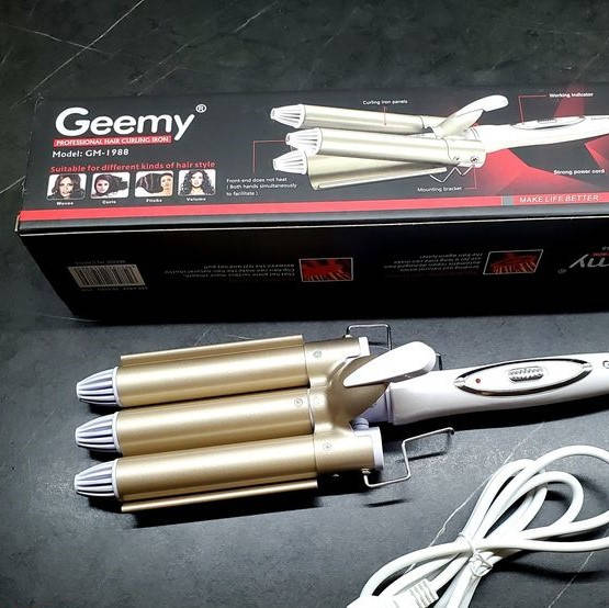 

Плойка для волос тройная волна для завивки с терморугулятор Щипцы для локонов и волн Geemy GM-1988-25