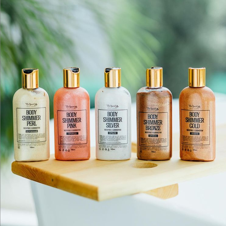 

Молочко для тела шиммер мерцающее Body shimmer top beauty Pink, Bronze