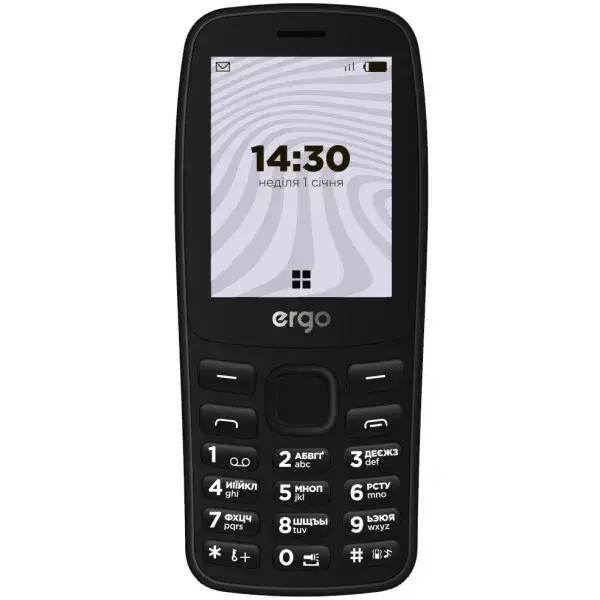 

Кнопочный телефон Ergo B241 Black Dual Sim, Черный
