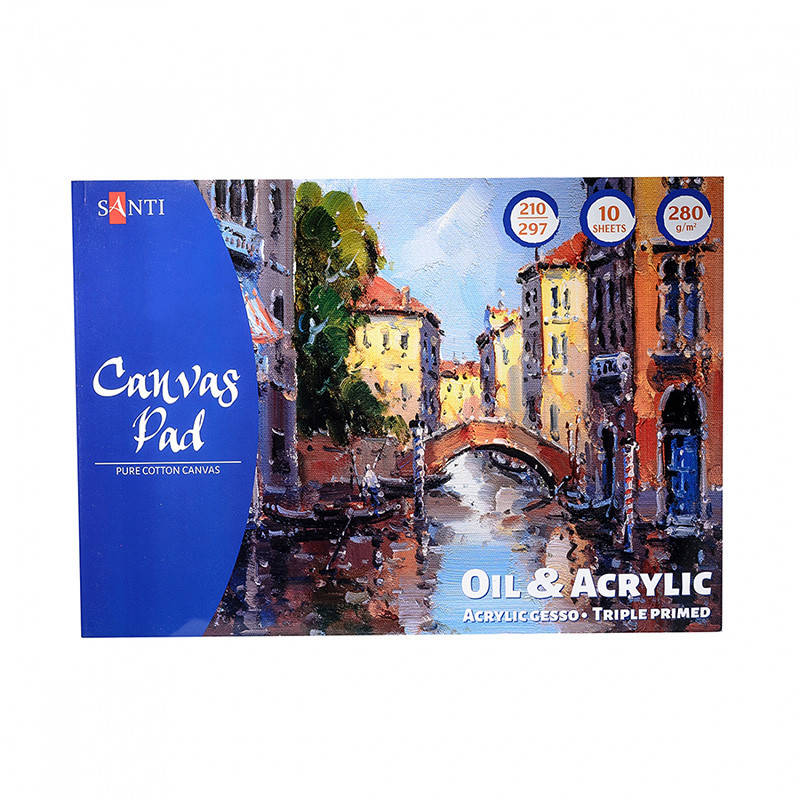 

Склейка для масла и акрила Santi Canvas Pad холст мелкое зерно А4 280 г/м.кв. 10 листов