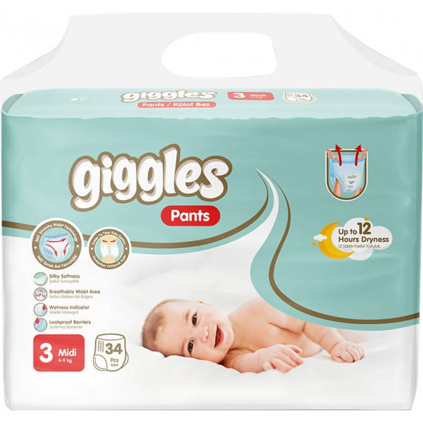 

Подгузники-трусики детские Giggles midi 5-9 кг, 34 шт