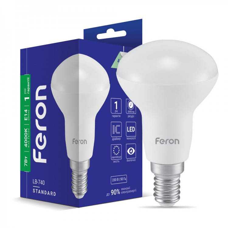 

Светодиодная лампа Feron LB-740 7W E14 4000K R-50