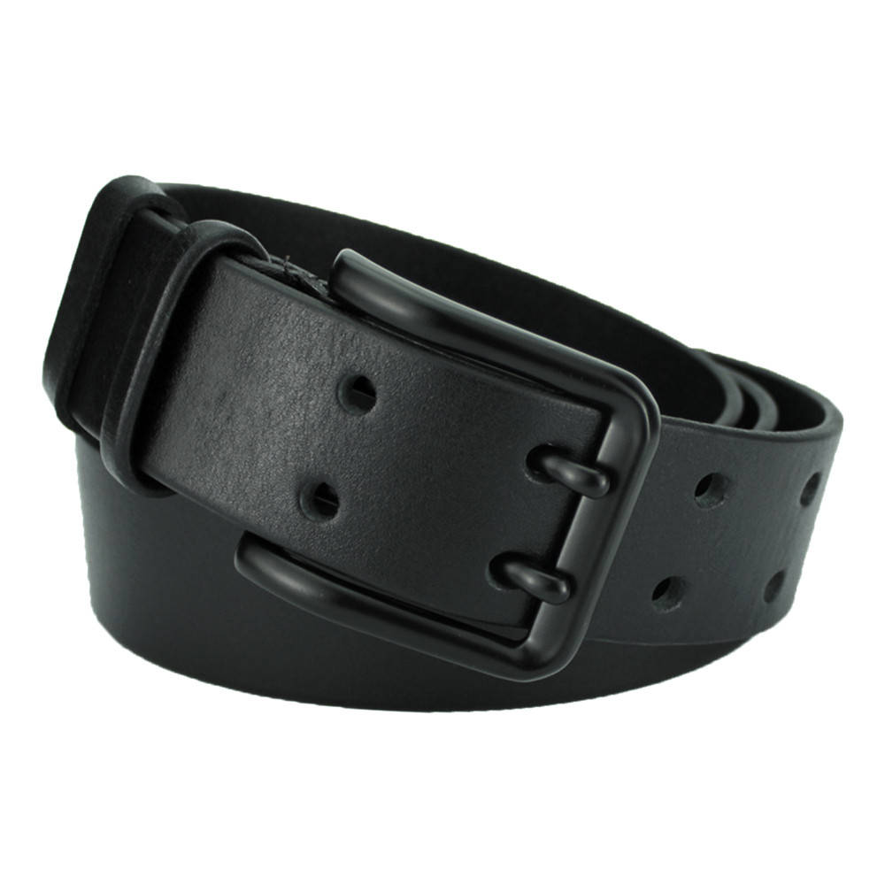 

Ремень мужской кожаный с двумя язычками черный JK-4015 (120 см) black
