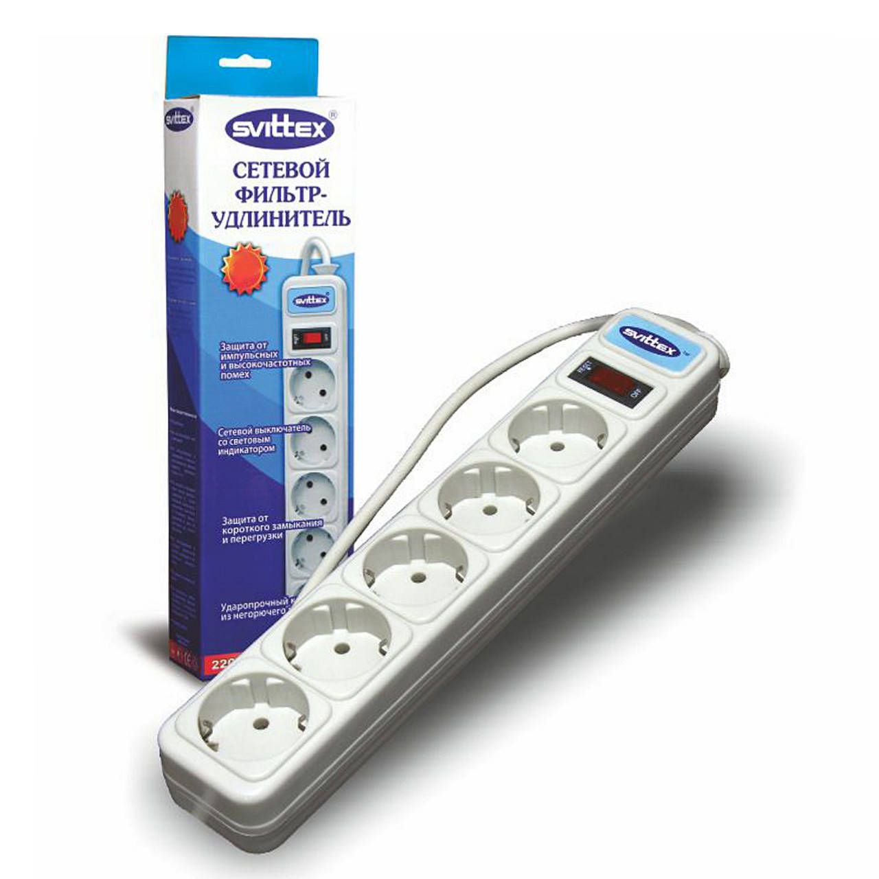 

Сетевой фильтр-удлинитель 1,8м 10A 220В. SVITTEX