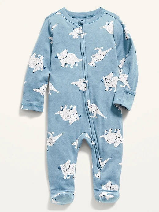 

Трикотажный комбинезон (слип) с закрытыми ножками Old Navy голубой с динозаврами