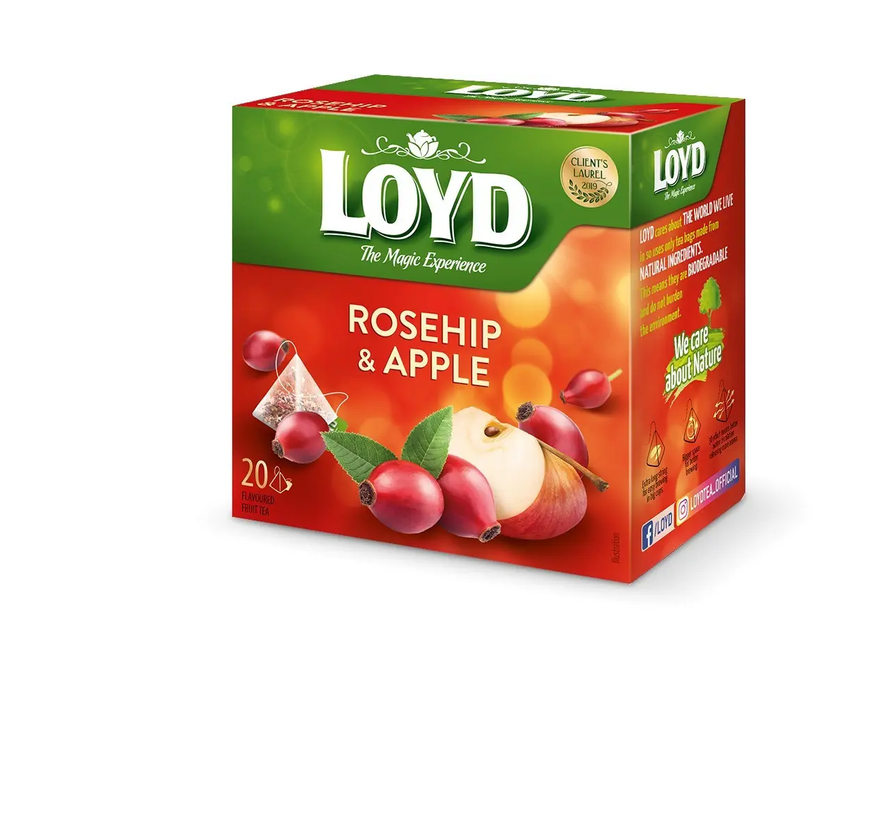 

Фруктовый чай Loyd Rosehip & Apple шиповник-яблоко (20 пирамидок)