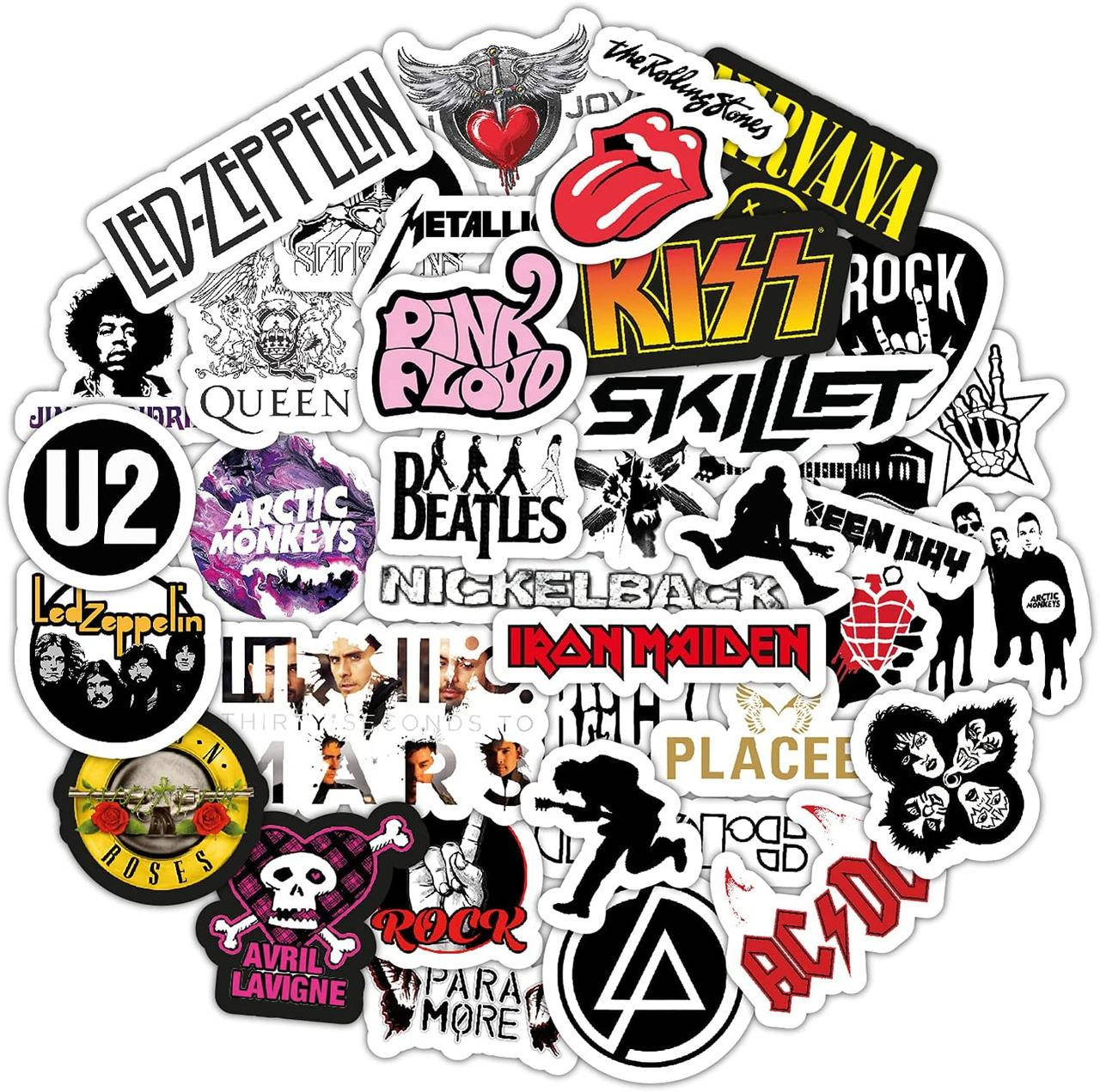 

Стикеры логотипы известных рок-групп 25штук