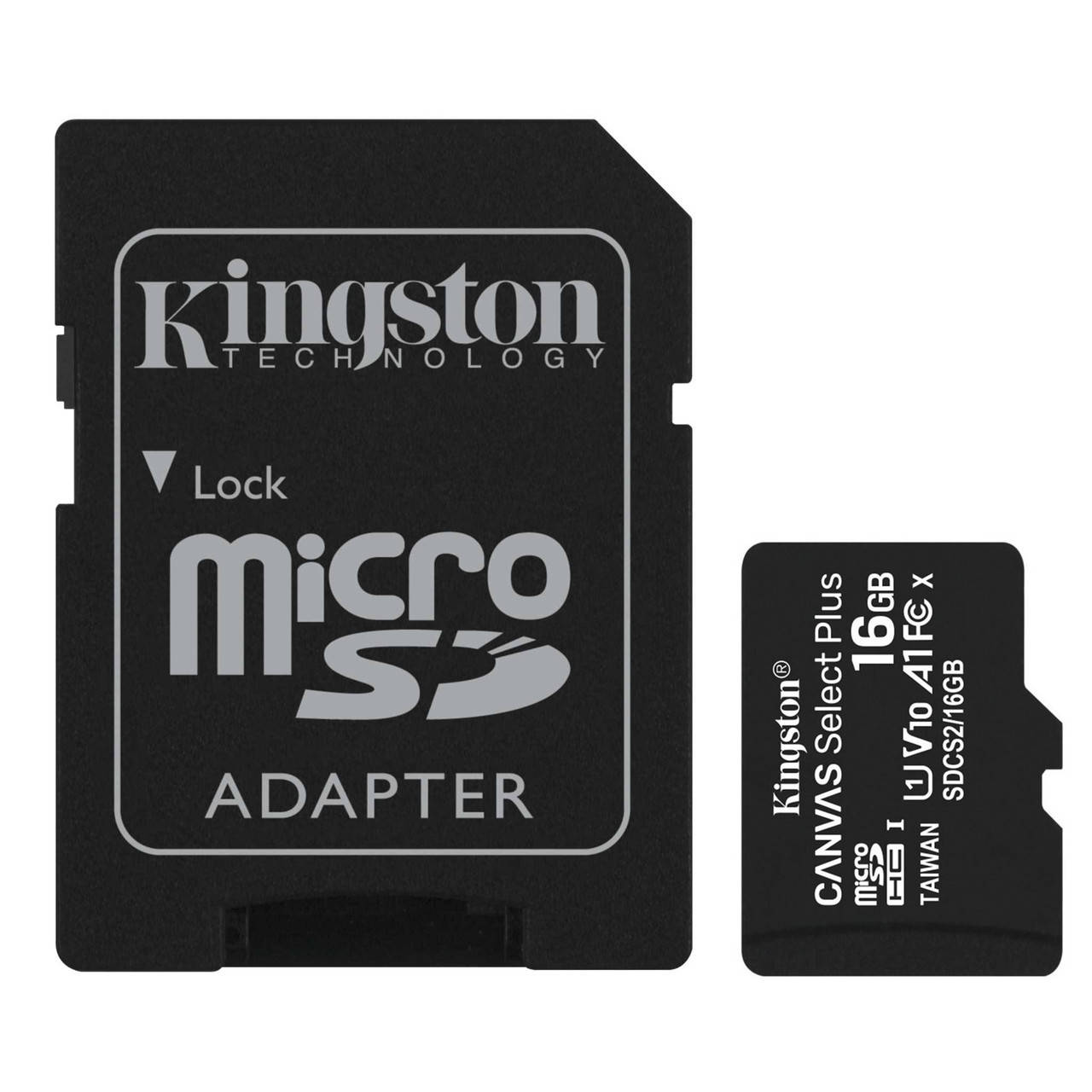 

Карта памяти Kingston 16Gb, micro SD, Class 10, Canvas Select Plus