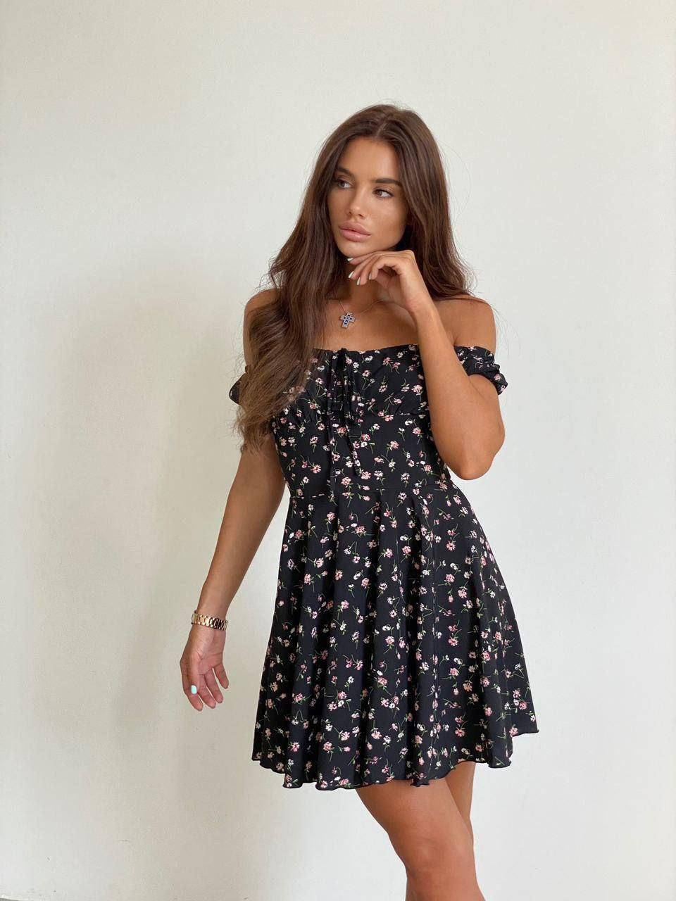 

Нежное романтичное летнее платье из софта с открытыми плечами, цветочный принт