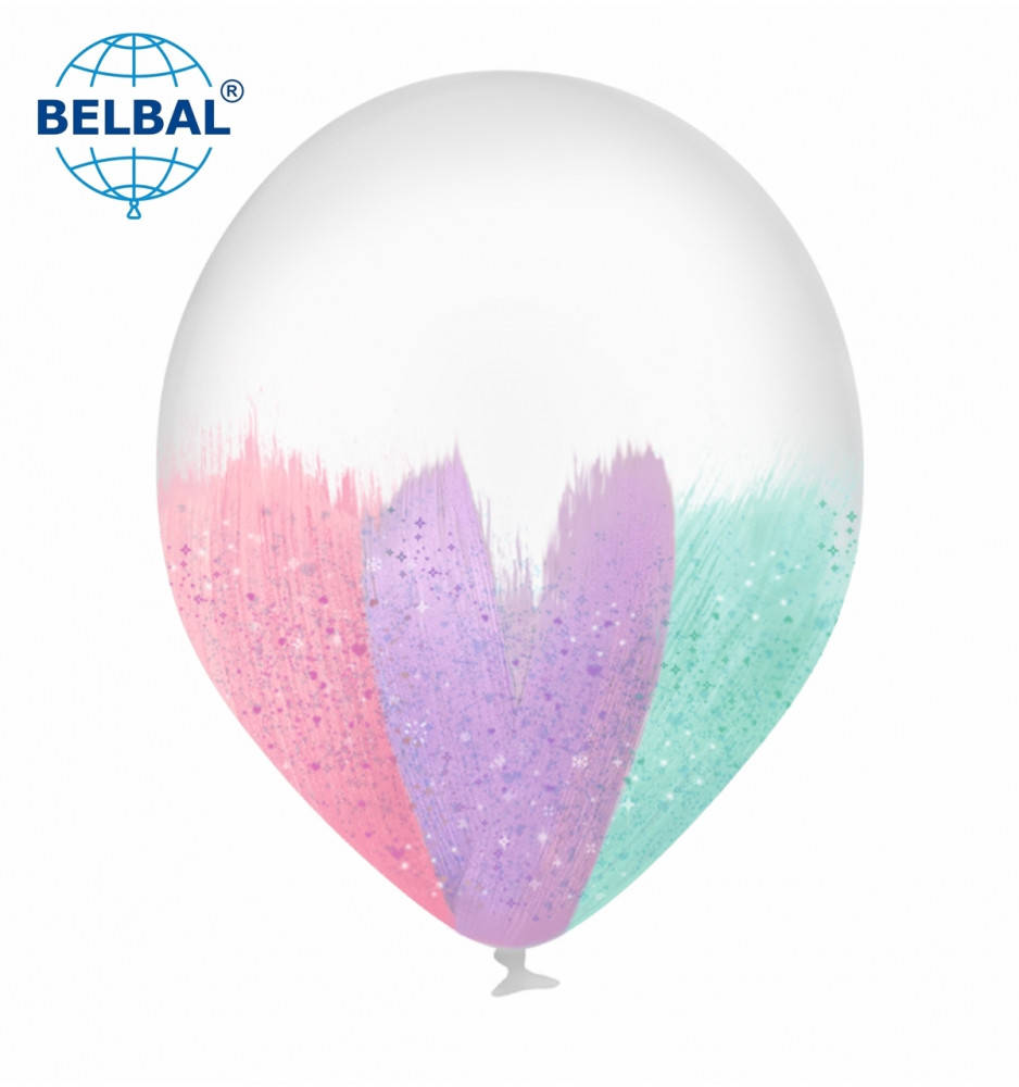 

Воздушный шарик Belbal Brush Shine, браш макарун c глиттером, 3 цвета, 12" 30 см