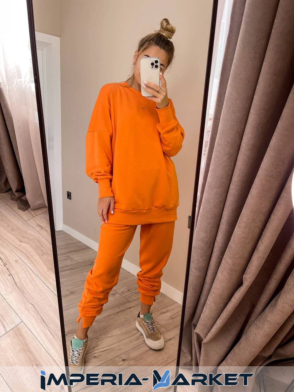 

Модный и стильный прогулочный женский спортивный костюм, цвет Оранжевый