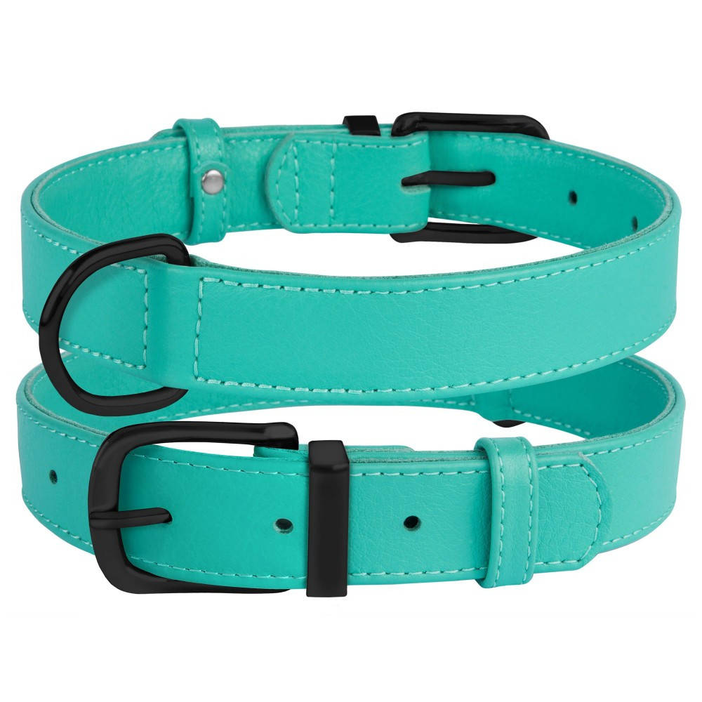 

Ошейник для собак кожаный BronzeDog Premium S, ментол