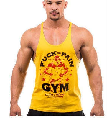 

Майка мужская с узкими бретелями "FUCK PAIN GYM" 2XL, желтый