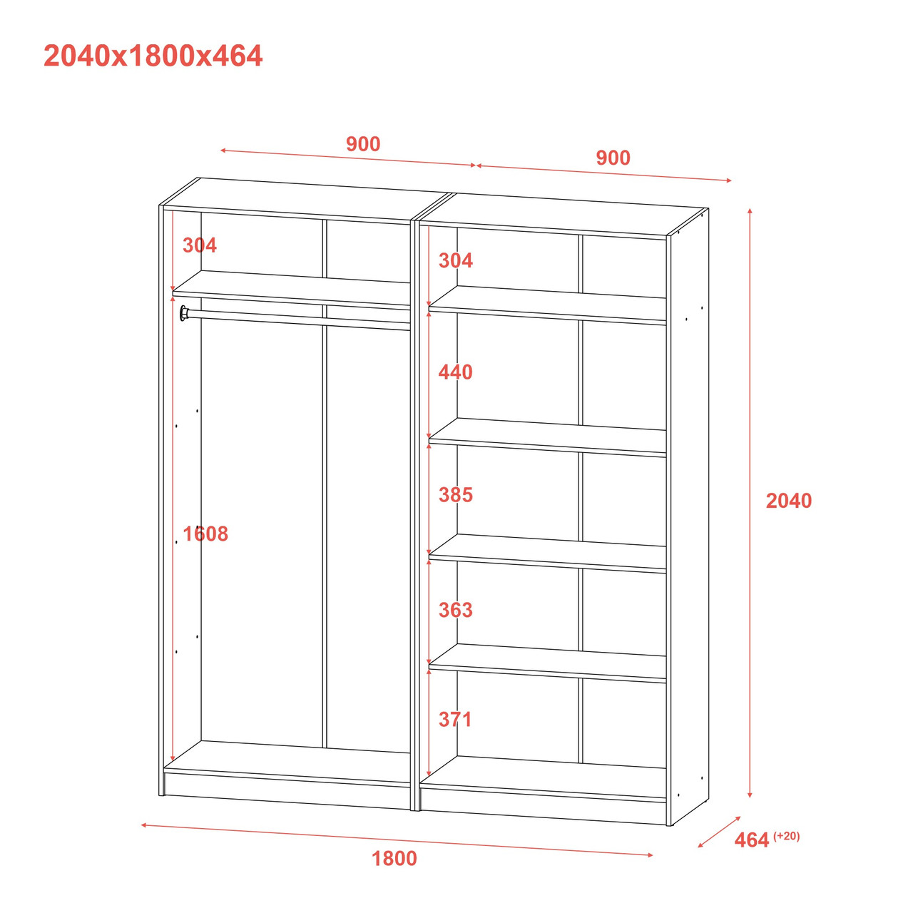 Комплект Doros Промо з полицями Сірий 2+2 ДСП 180х48х204 (80737771) 9