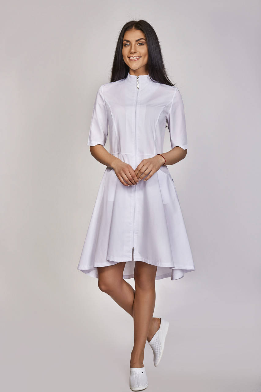 

Женский медицинский халат Фаина - Халат для косметолога, Белый