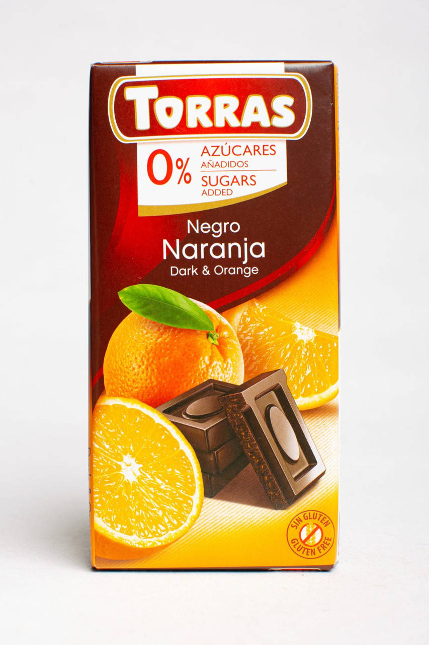 

Черный шоколад с Апельсином, без сахара Torras 75 г