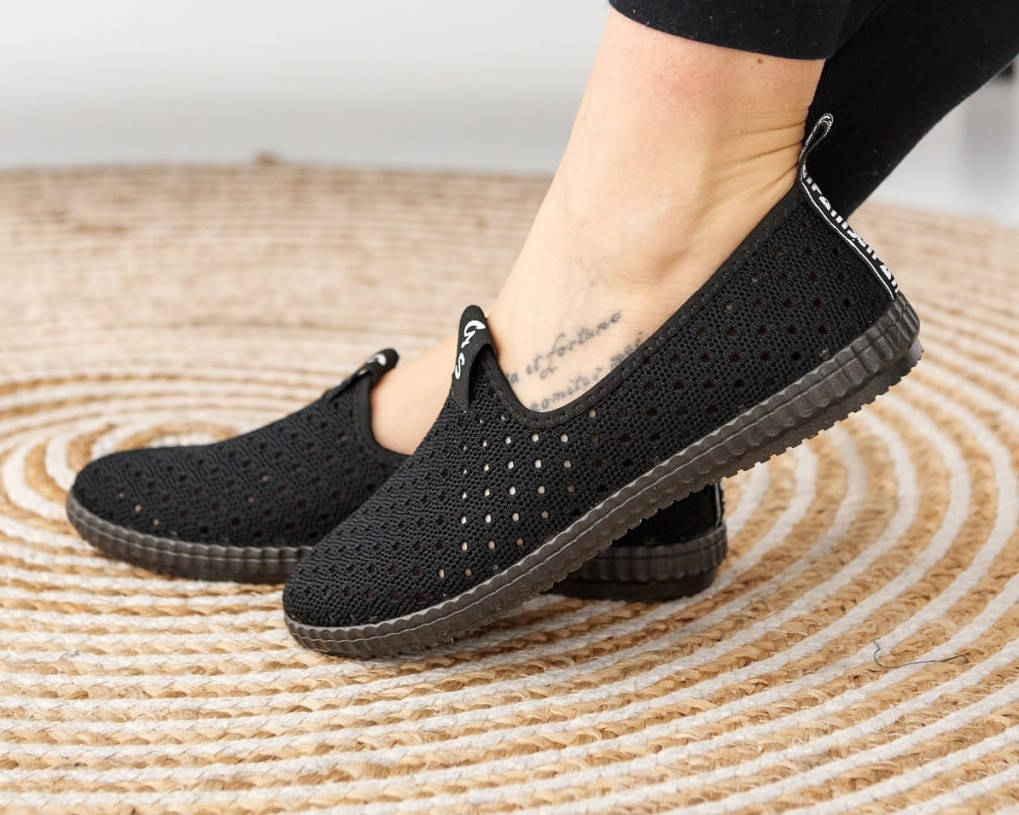 

Мокасины женские летние текстильные черные 38