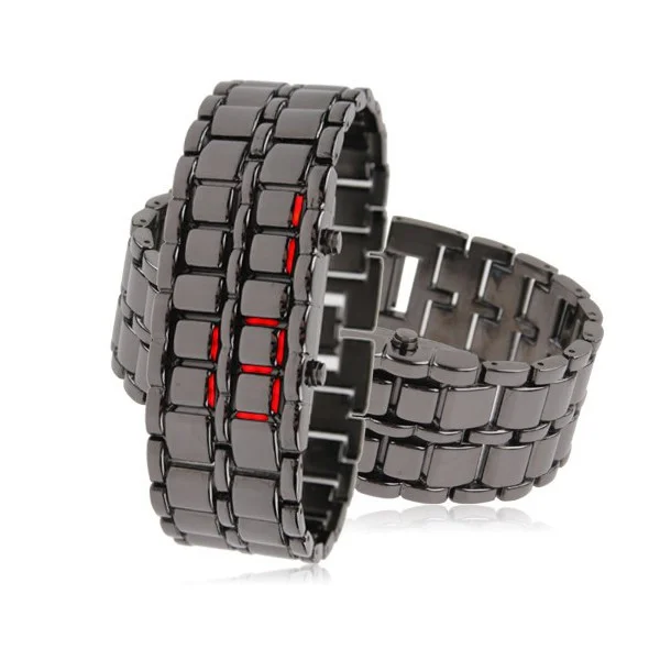 

Часы-браслет Iron Samurai, Айрон Самурай черный с красными светодиодами ( код: W012BR )