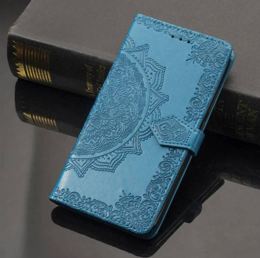 

Чехол книжка Mandala для Xiaomi Redmi Note 10 / Note 10s кожаный (Разные цвета) Синий
