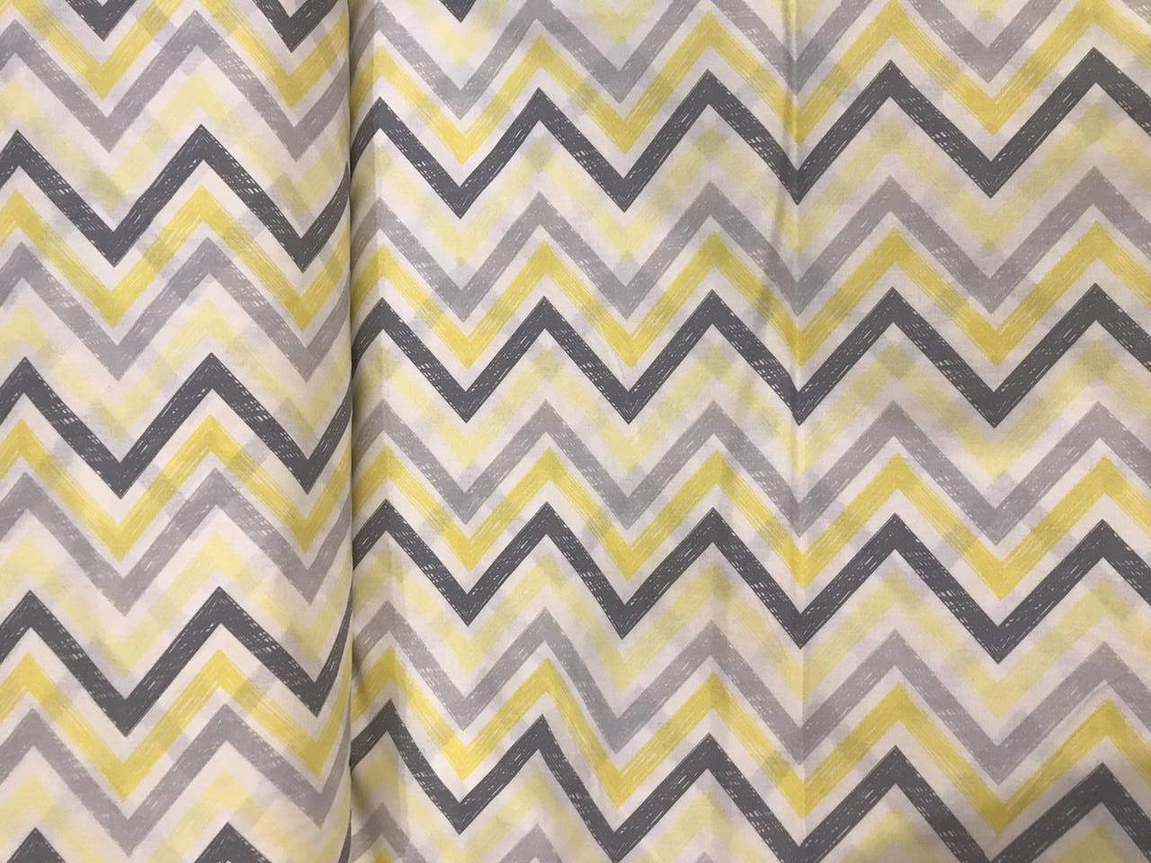 

Ткань турецкий ранфорс, 100% хлопок "Зигзаги серо-жёлтые" (Ширина 240 см)