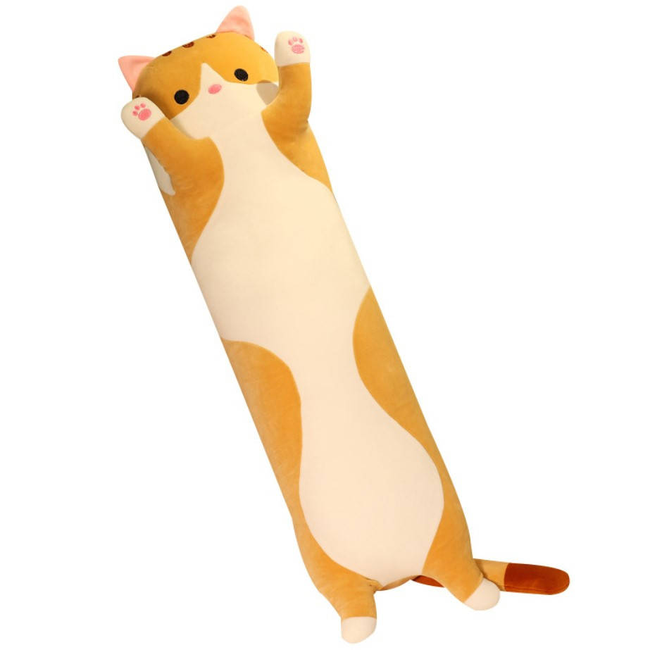 

Мягкая игрушка подушка обнимашка длинный кот антистресс 110 см, Рыжий