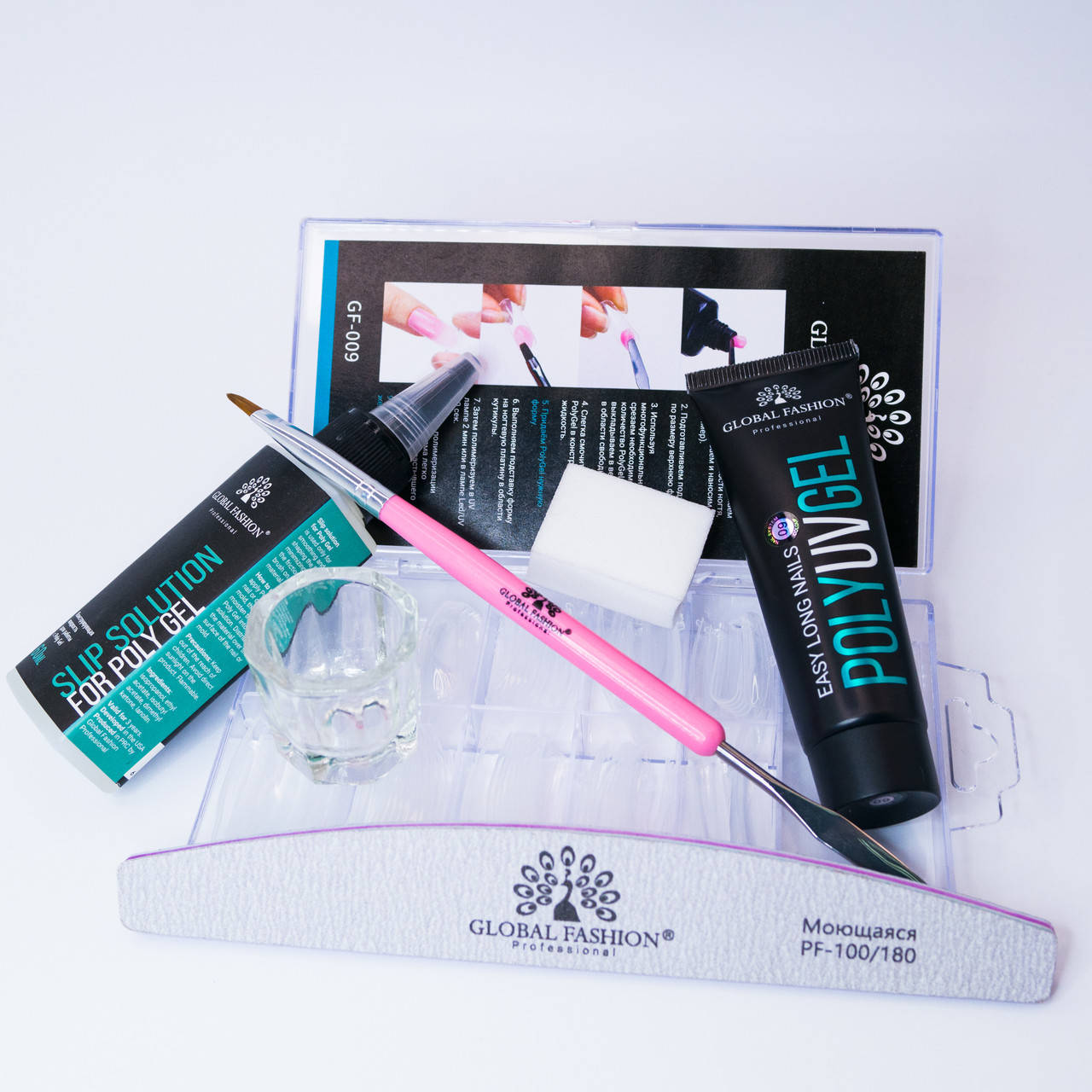 

Стартовый набор для наращивания ногтей полигелем Global Fashion