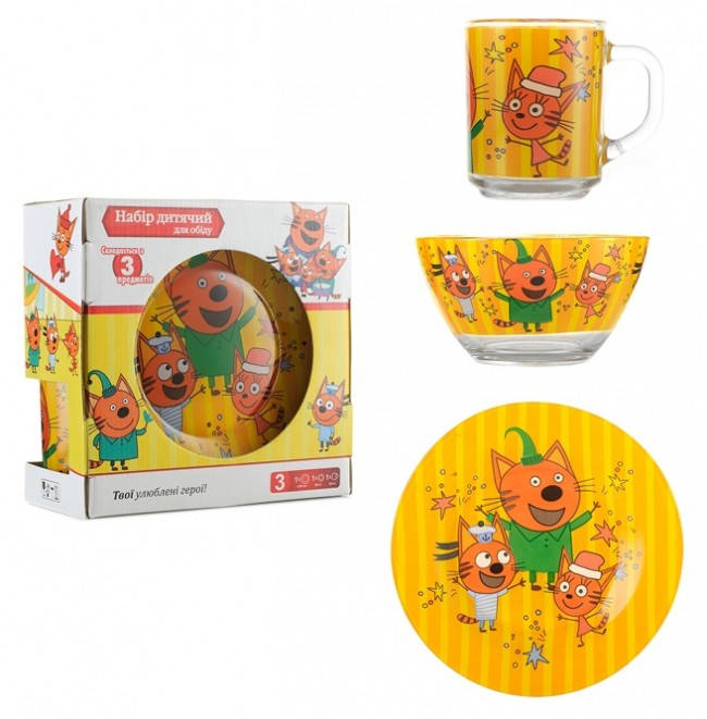 

Набор детской посуды "Три кота" тарелка, чашка, пиала (A9551/21)