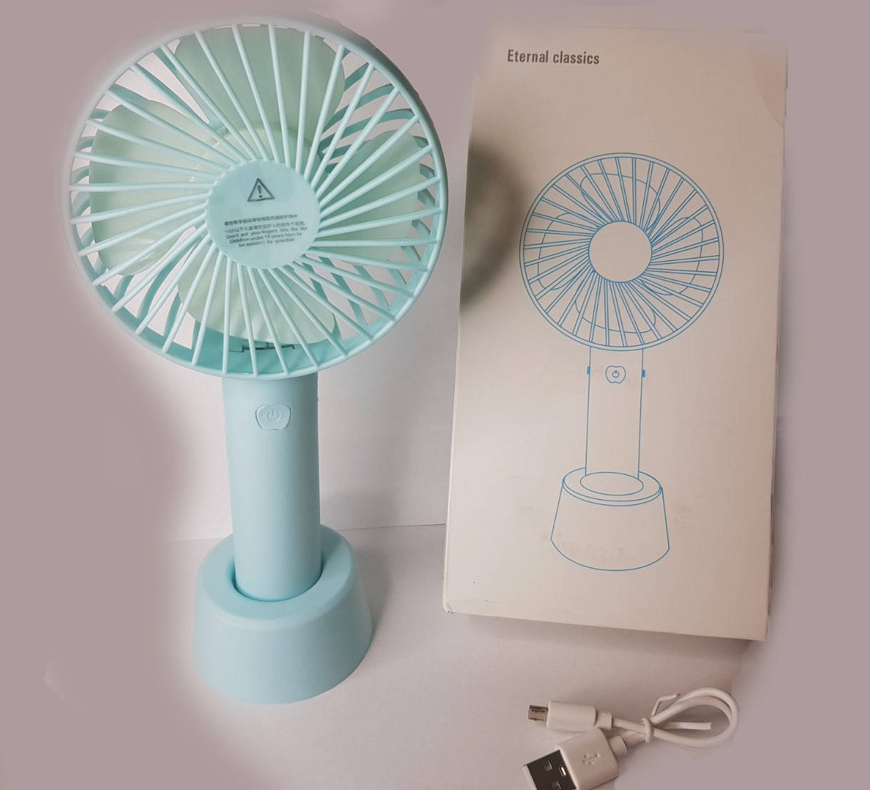 

Мини вентилятор, с подстветкой и аккумулятором, 3 режима скорости usb Etenal classics