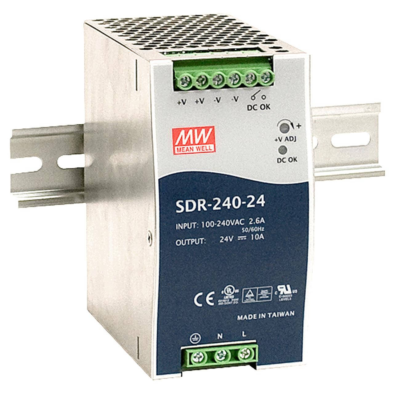 

SDR-240-24 Блок питания на Din-рейку Mean Well 240вт, 24в, 10A