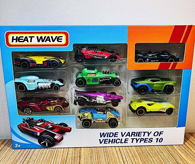 

Набор машинок метал. Хот Вилс 7-54/ D002 метал, 8см, 10шт в коробке 28*19*4см