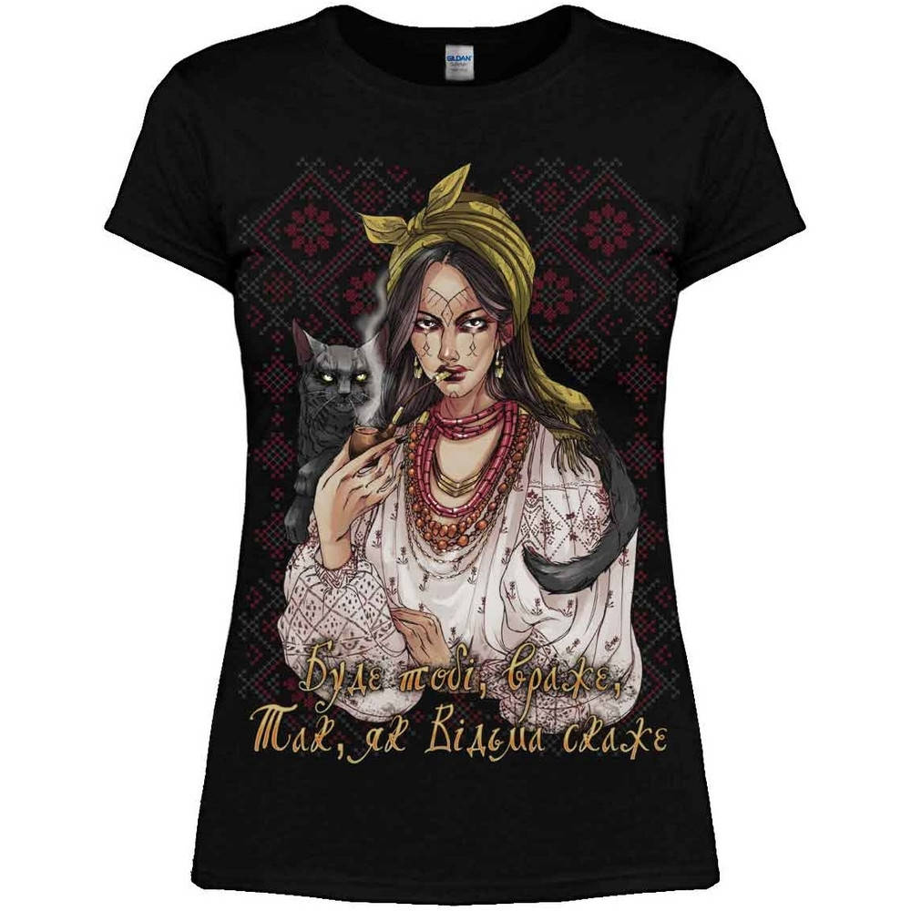 

Жіноча футболка Буде тобі, враже, так, як Відьма скаже, Размер M, Черный