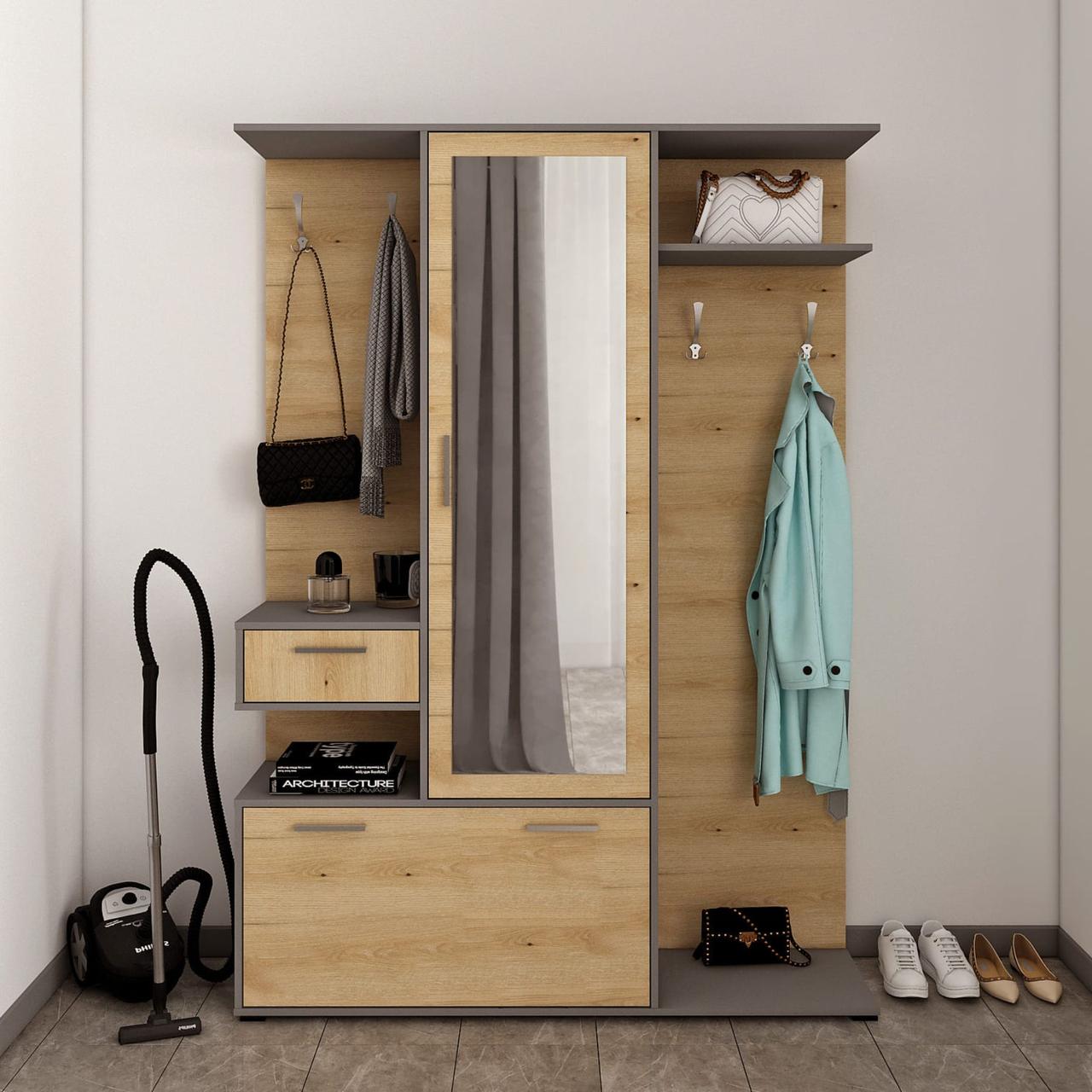 Передпокій Doros Фінч Графит / Дуб Артизан 145х37х202 (44900220)