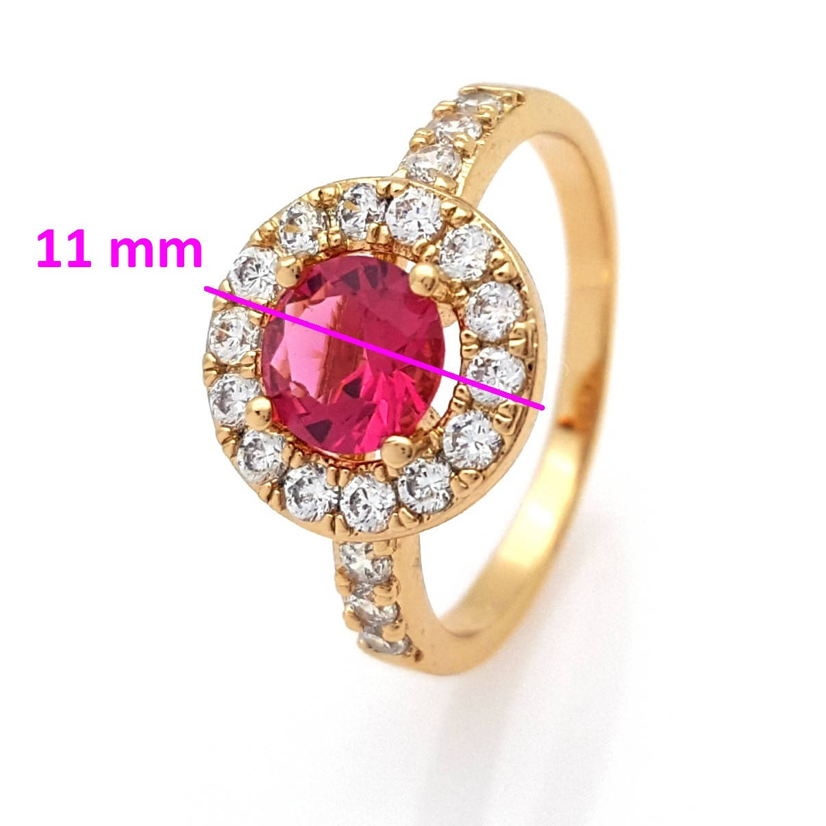 

Кольцо, позолота Xuping, Круг с малиновым цирконием, p. 17, 18К