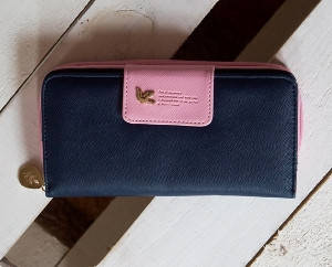 

Синий женский кошелек вместительный удобный модный