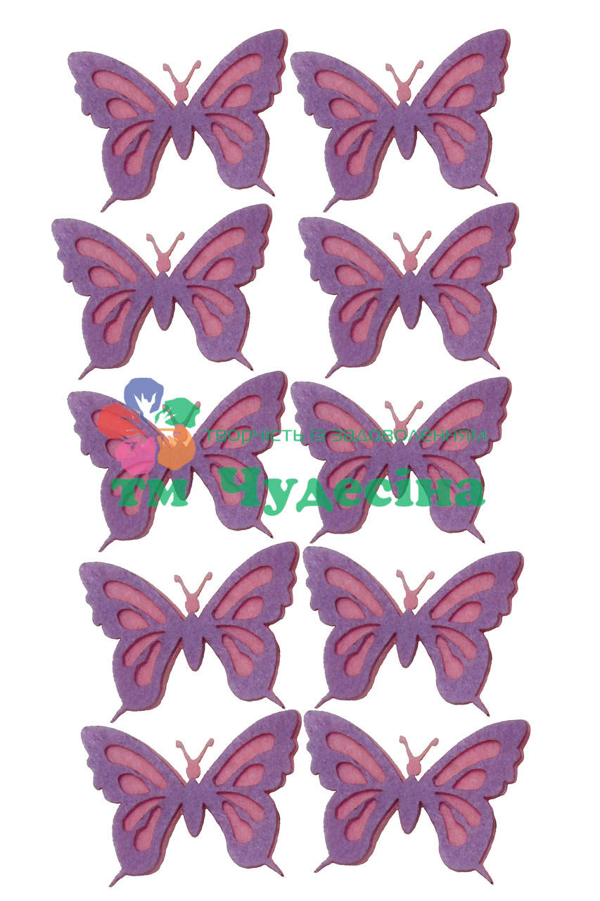 

Фигурка из фетра Бабочка ажурная розовый сиреневый, для творчества (вырубка, высечка)