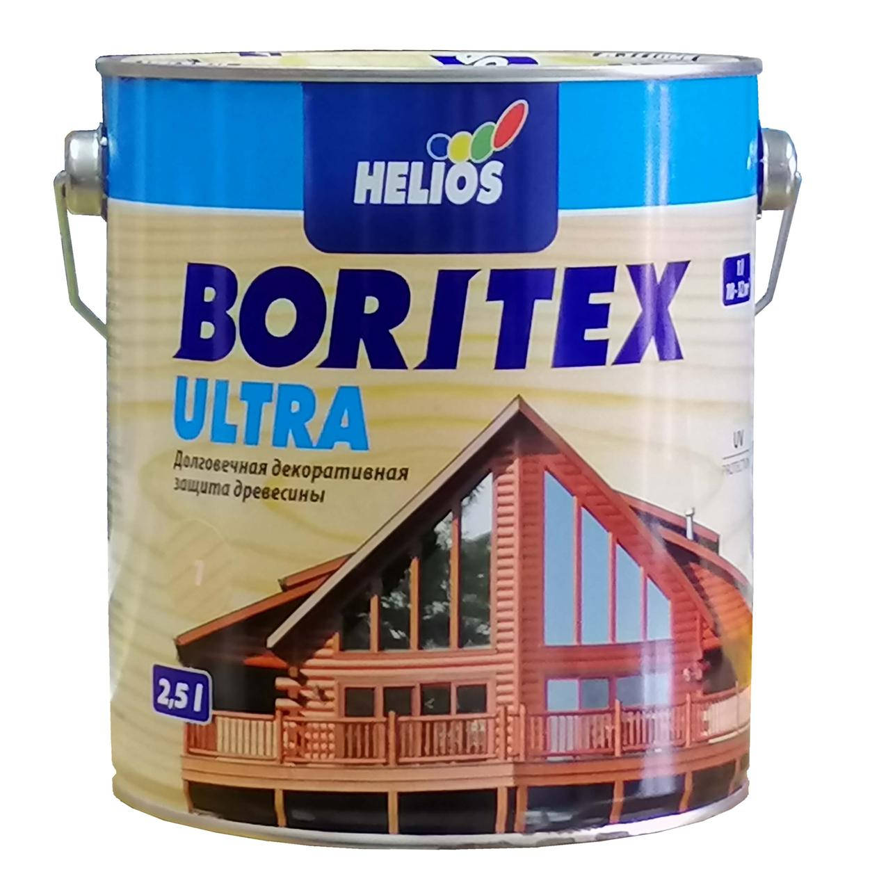 

Лазурь для дерева с воском HELIOS BORITEX Ultra, тик, 2,5л (полупрозрачная краска)