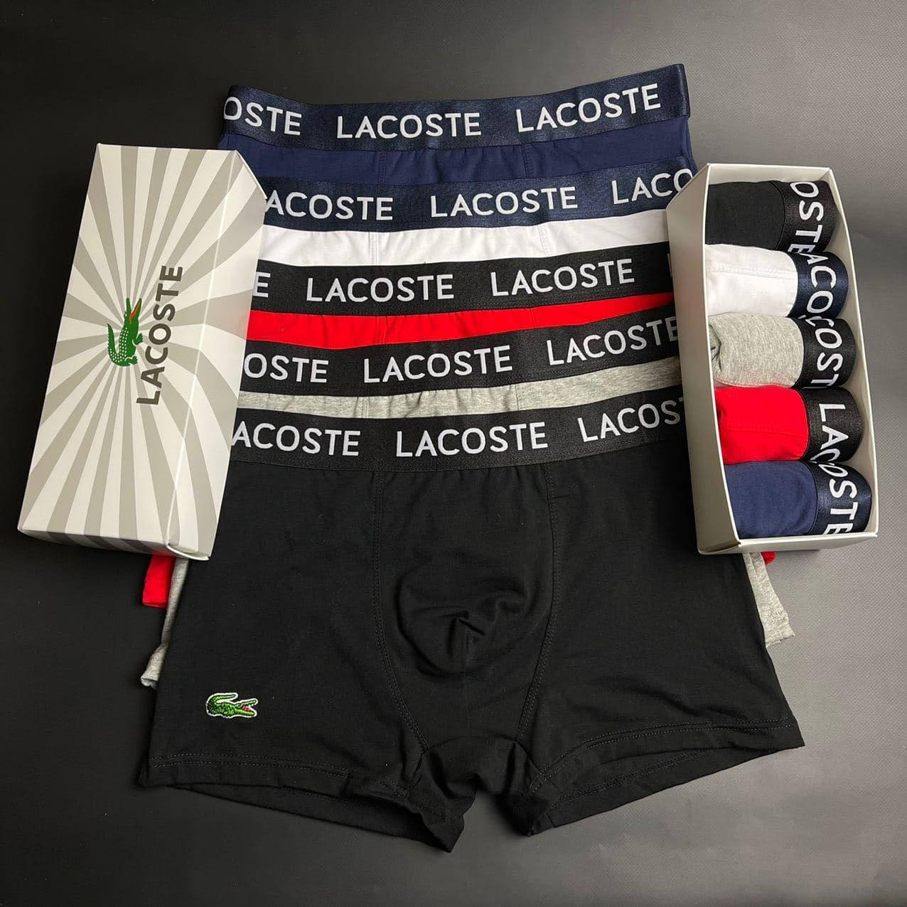 

Трусы мужские Lacoste DARK 5 штук хлопок | Подарочный набор боксеры. Мужское белье|