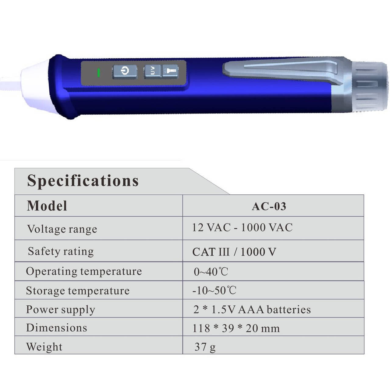 

Беcконтактный детектор переменного (AC) напряжения Flus AC-3 (12-1000V)