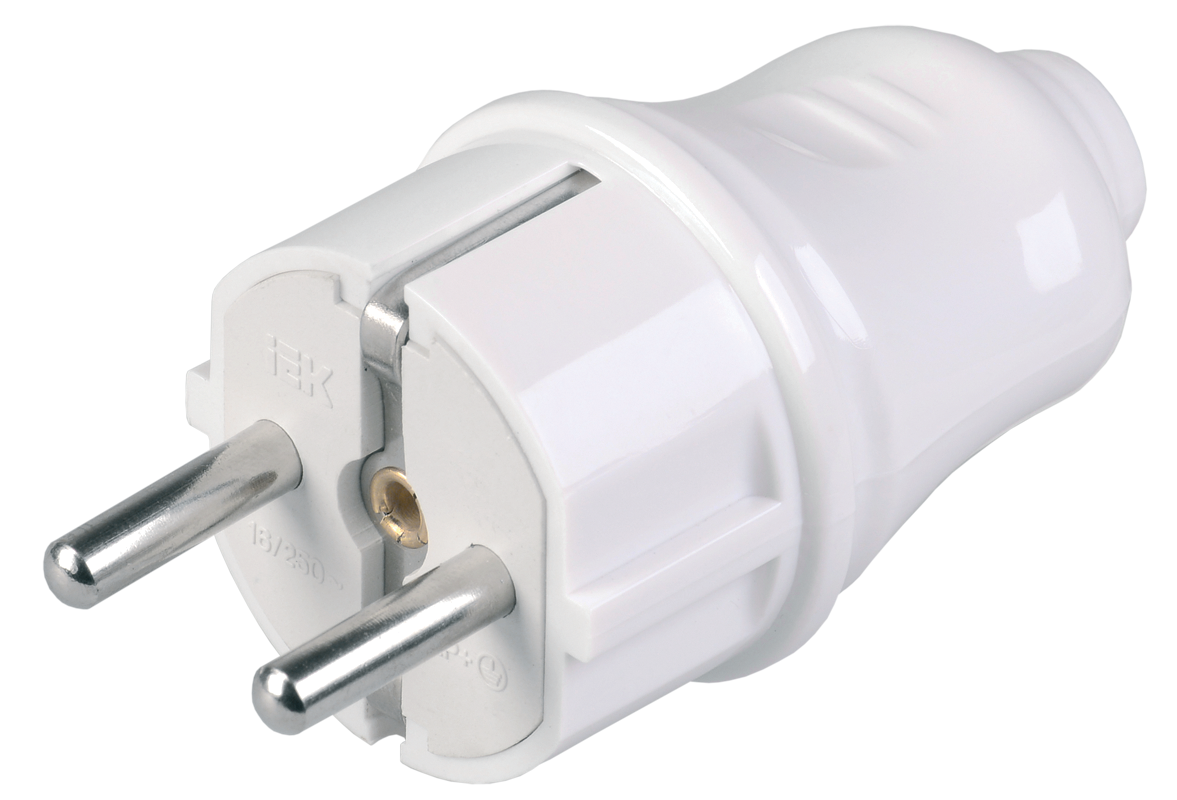 

Вилка разборная прямая с з/к 16А белая IEK ВПп10-01-Ст