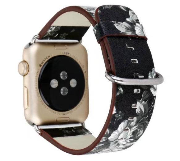 

Кожаный ремешок Primo Black Flower для Apple Watch 38mm / 40mm (110mm)