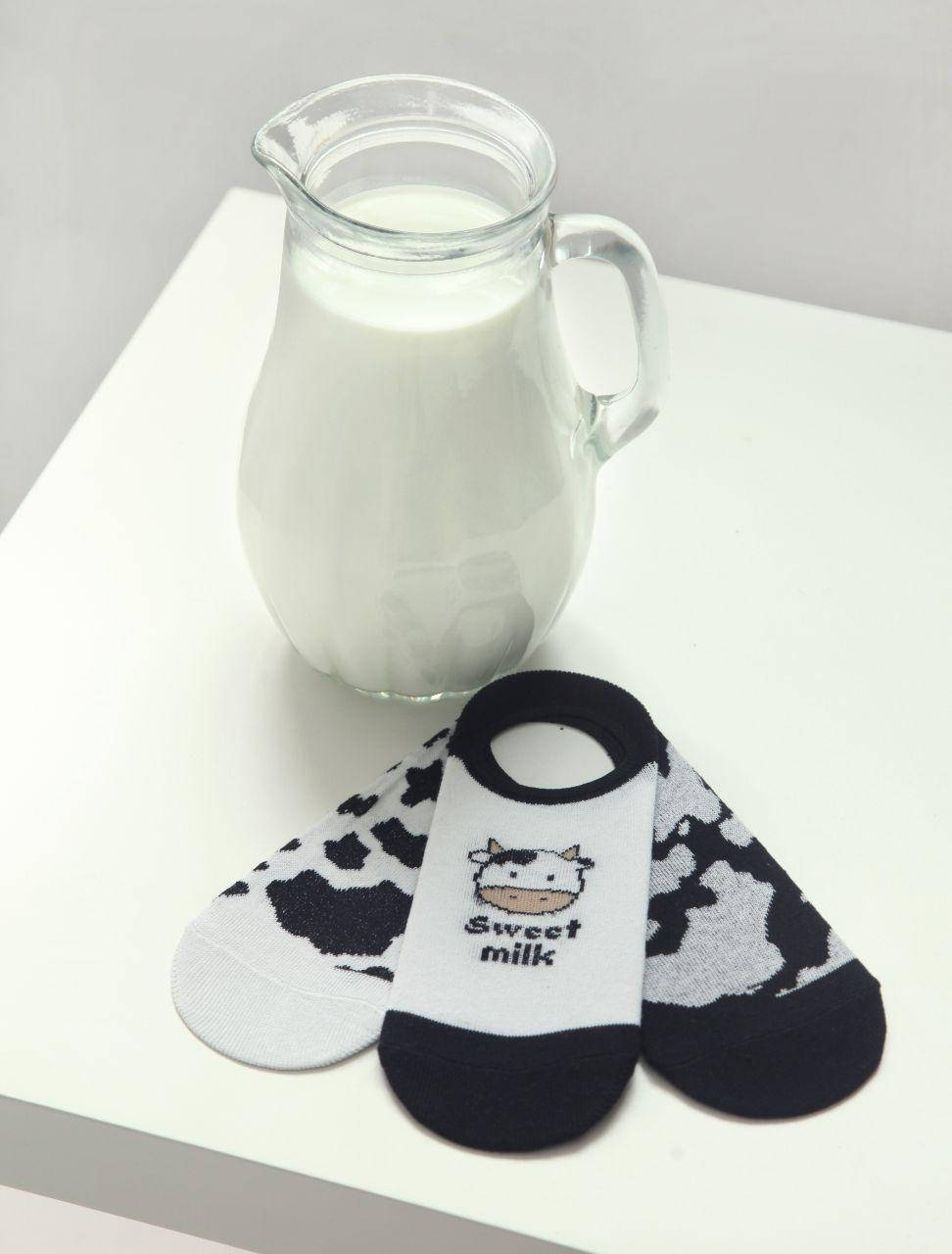 

Короткие носки следы с животным принтом зебры, панды, коровы р23-25(38-40) TwinSocks, Белый