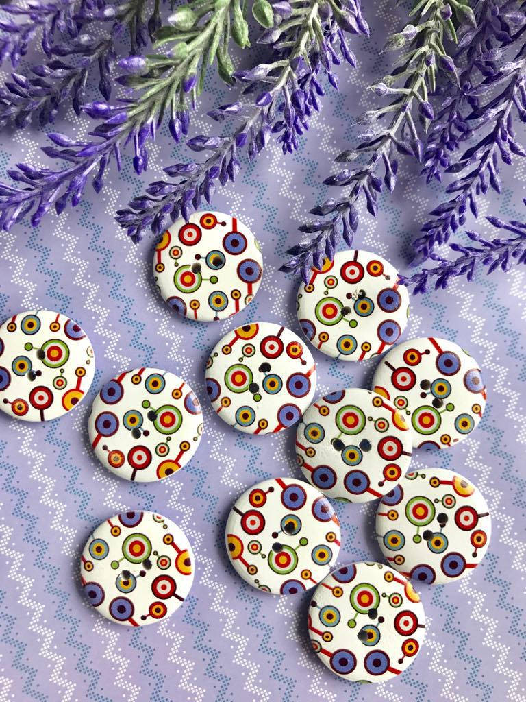 

Пуговица деревянная 2.5 см (1 шт), Разные цвета