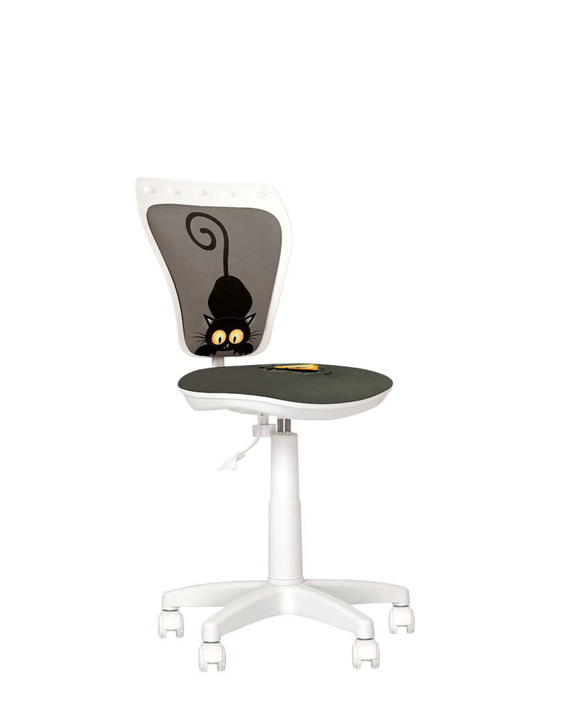 

Кресло детское Ministyle GTS white крестовина PL55 ткань Fantasy Cat & Mouse Grey (Новый Стиль ТМ)