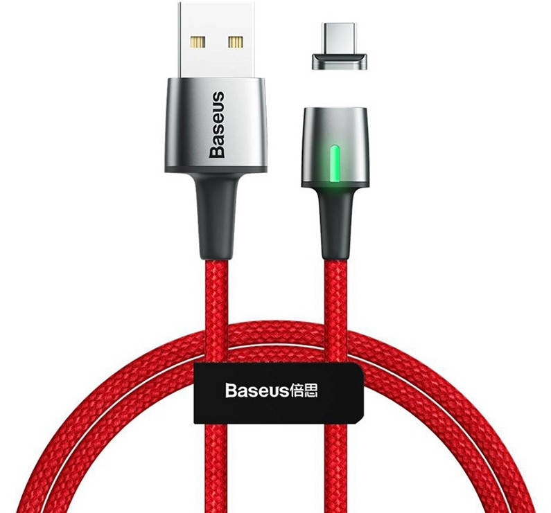 

Кабель зарядный Baseus Zinc Magnetic Cable USB - USB Type-C 2A Red, Красный