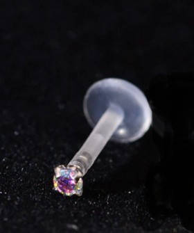 

Лабрет, пирсинг биопласт с цирконом хамелеон, 2-5 мм на выбор