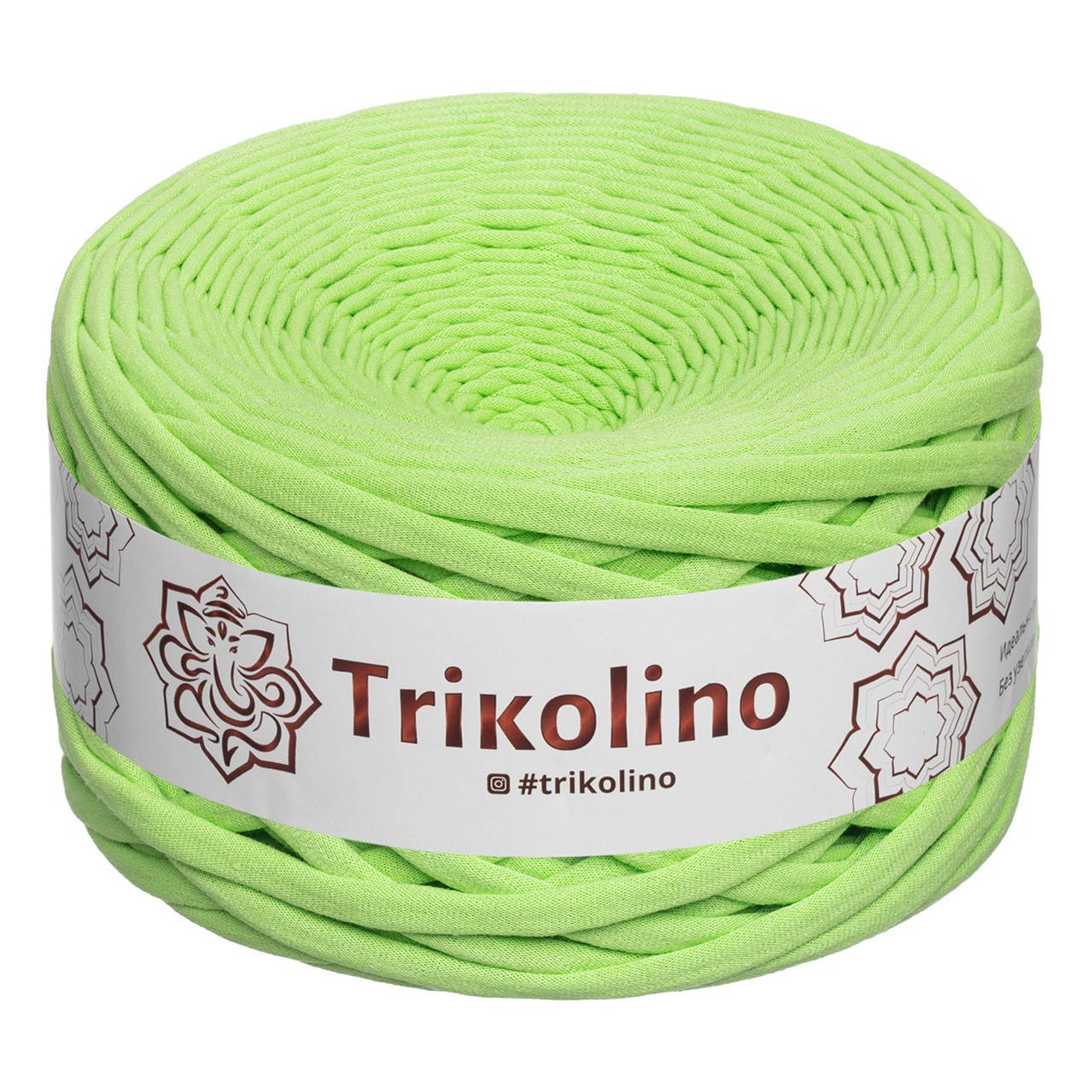 

Трикотажна пряжа Trikolino, ширина нитки 7-9 мм., довжина мотка 100 м., Шартрез