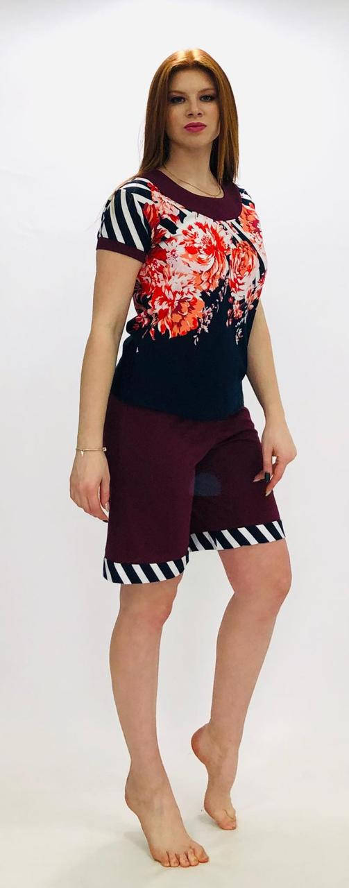 

Женский летний костюм футболка и шорты 48